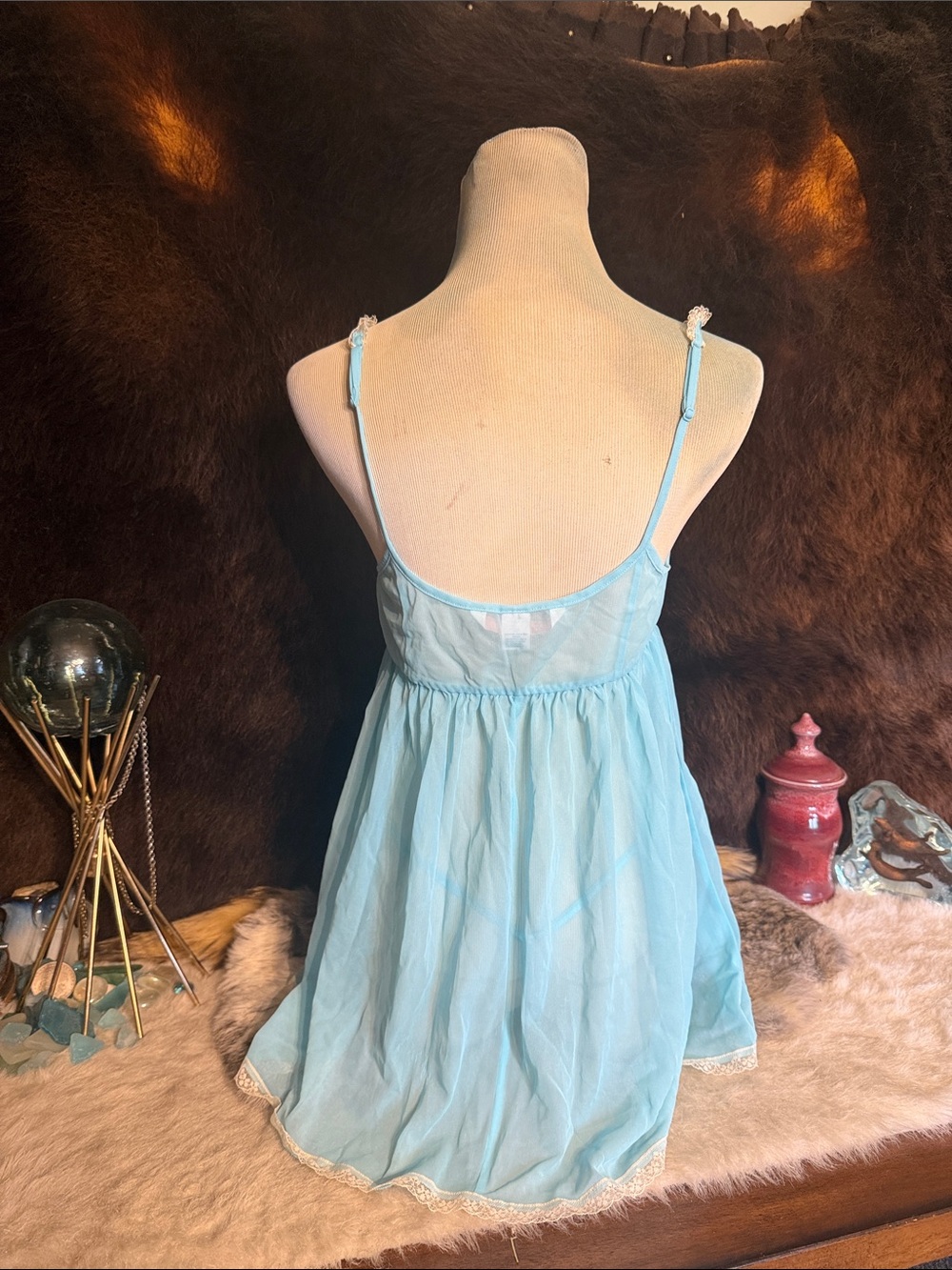 Victoria's Secret Light Blue Lace-Trim Chemise M NWOT (1600) - Picture 3 of 5